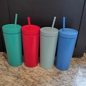 Colorful 16oz Tumbler Set with Straws
